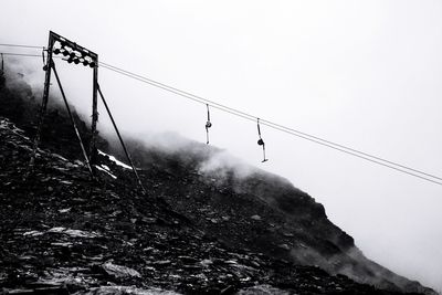 Low angle view of ski lift against clear sky