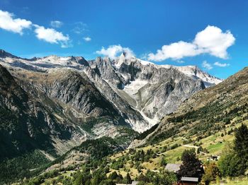 Panoramic view of landscape and mountains against sky