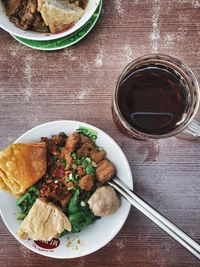 High angle view of food on table