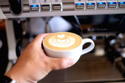 Close-up of coffee cup on table