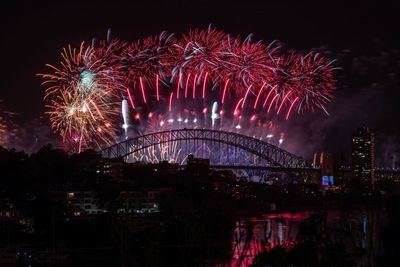 Firework display at night