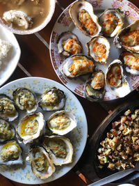 High angle view of food on table