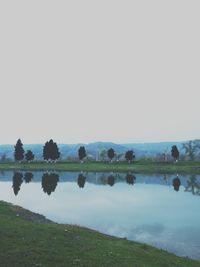 Scenic view of lake against clear sky