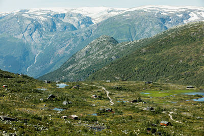 Scenic view of snowcapped mountains