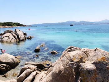 Scenic view of sea against clear sky