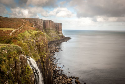 Scenic view of sea against cloudy sky