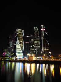 Illuminated city at night