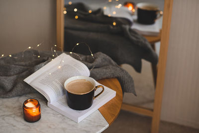 Close-up of coffee on table