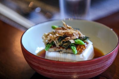 Close-up of food in bowl on table