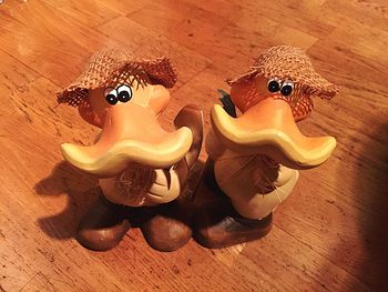 Close-up of toy on hardwood floor