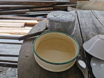 High angle view of coffee on table