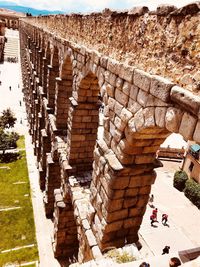 High angle view of historic building