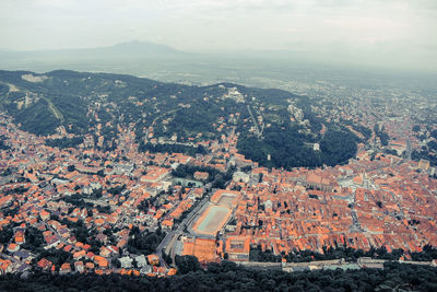 High angle view of townscape against sky