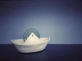 High angle view of ice cream in bowl on table