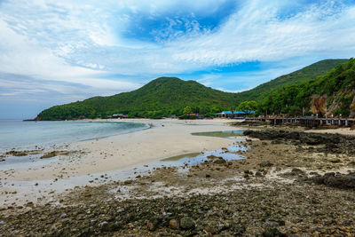 Scenic view of beach against sky