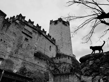 Low angle view of old building against sky