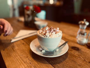 Hot chocolate with cream and marshmallows