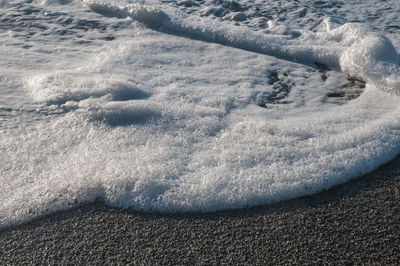 High angle view of water in winter