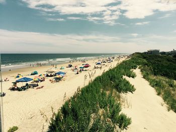 Scenic view of beach against sky