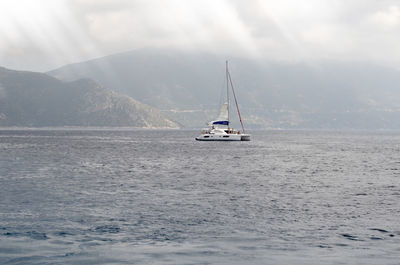 Sailboat sailing on sea