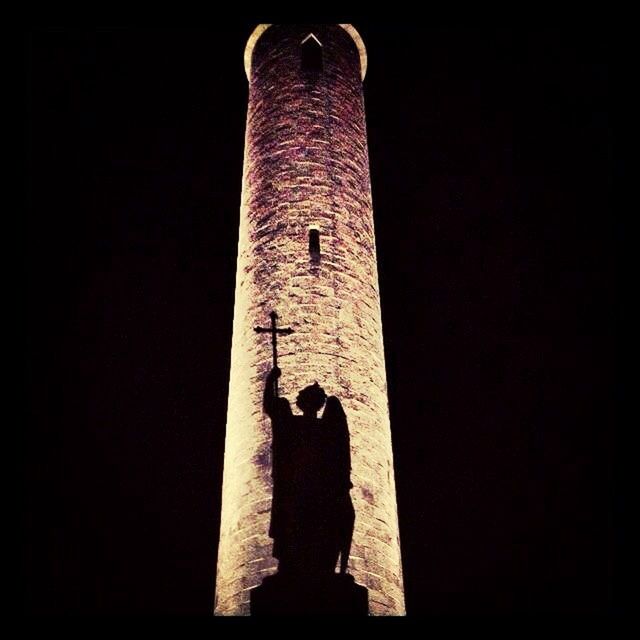 built structure, low angle view, architecture, old, copy space, building exterior, night, protection, outdoors, history, no people, safety, dark, clear sky, tower, weathered, abandoned, damaged, silhouette, guidance