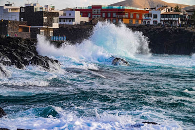 Water splashing in sea