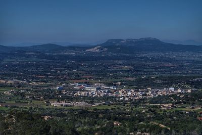 High angle view of townscape against sky