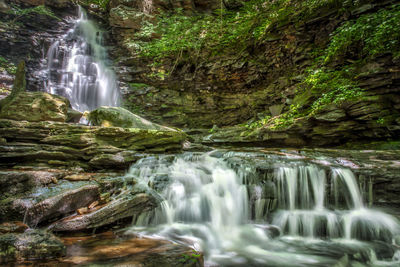 Scenic view of waterfall in forest