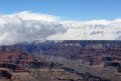 Aerial view of landscape against cloudy sky