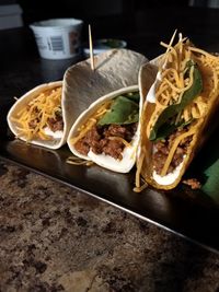 Close-up of food on table