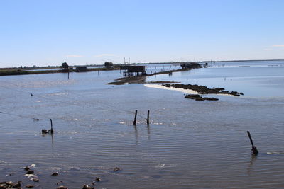 Scenic view of river against clear sky