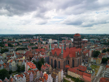 High angle view of buildings in city