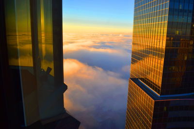 Low angle view of modern building against sky