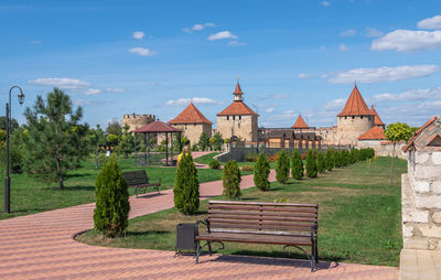 Alexander nevsky park and tighina fortress in bender, transnistria or moldova, on a sunny summer day