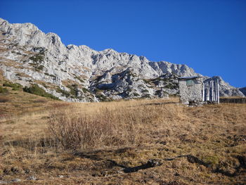 Scenic view of mountains against clear sky