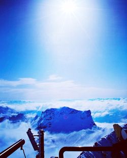 Scenic view of mountains against cloudy sky