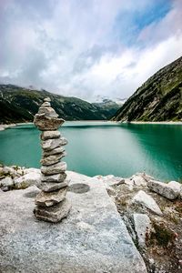 Scenic view of lake against sky