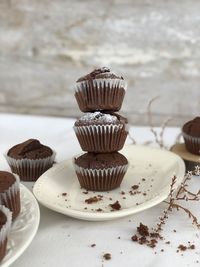 Close-up of cupcakes on table