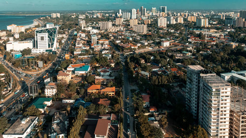 Aerial view of the dar es salaam city, tanzania