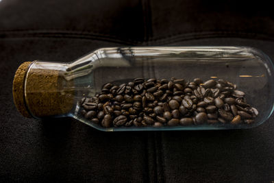 High angle view of coffee beans on table