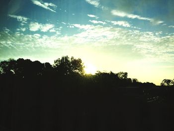 Low angle view of silhouette trees against sky at sunset