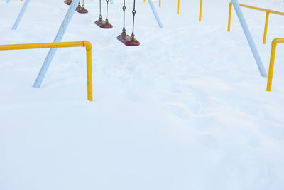 Close-up of snow covered hanging outdoors