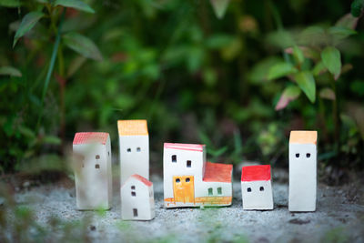 Close-up of toy on wooden table