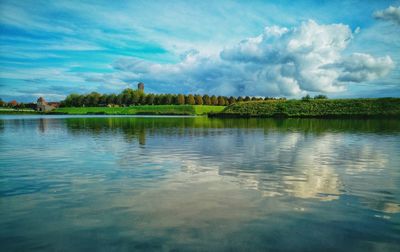 Scenic view of lake against sky