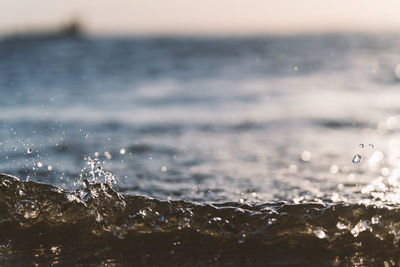 Close-up of water splashing on land