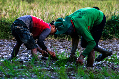 Men on field