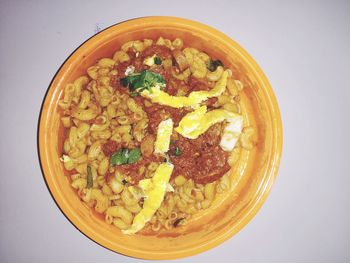 High angle view of food in bowl