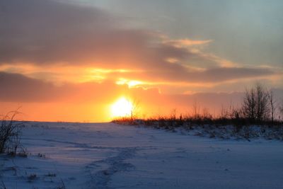 Scenic view of landscape against sky during sunset