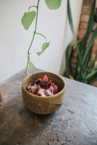 Close-up of strawberry on table