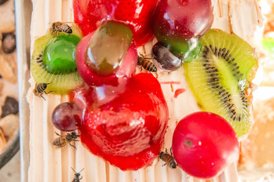 Close-up of strawberries on table